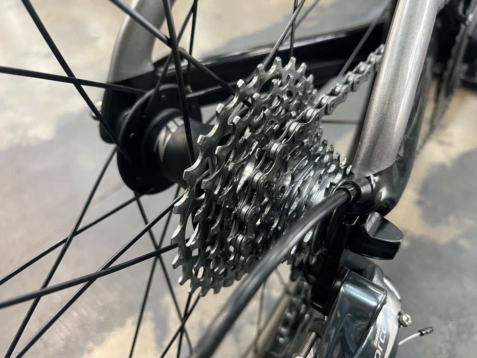 Argon 18 E-117 Tri SRAM Force 22 w/ZIPP 404 Firecrest Wheels - Silver Rabbit Black Gloss 2022